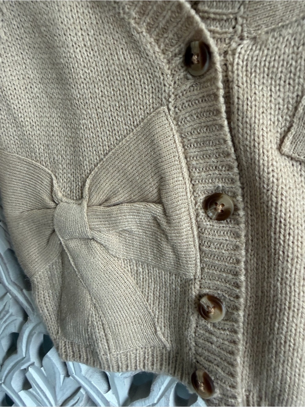 Nicole Miller Sweater Cardigan with Bow Appliqués, 12M - Picture 4 of 5